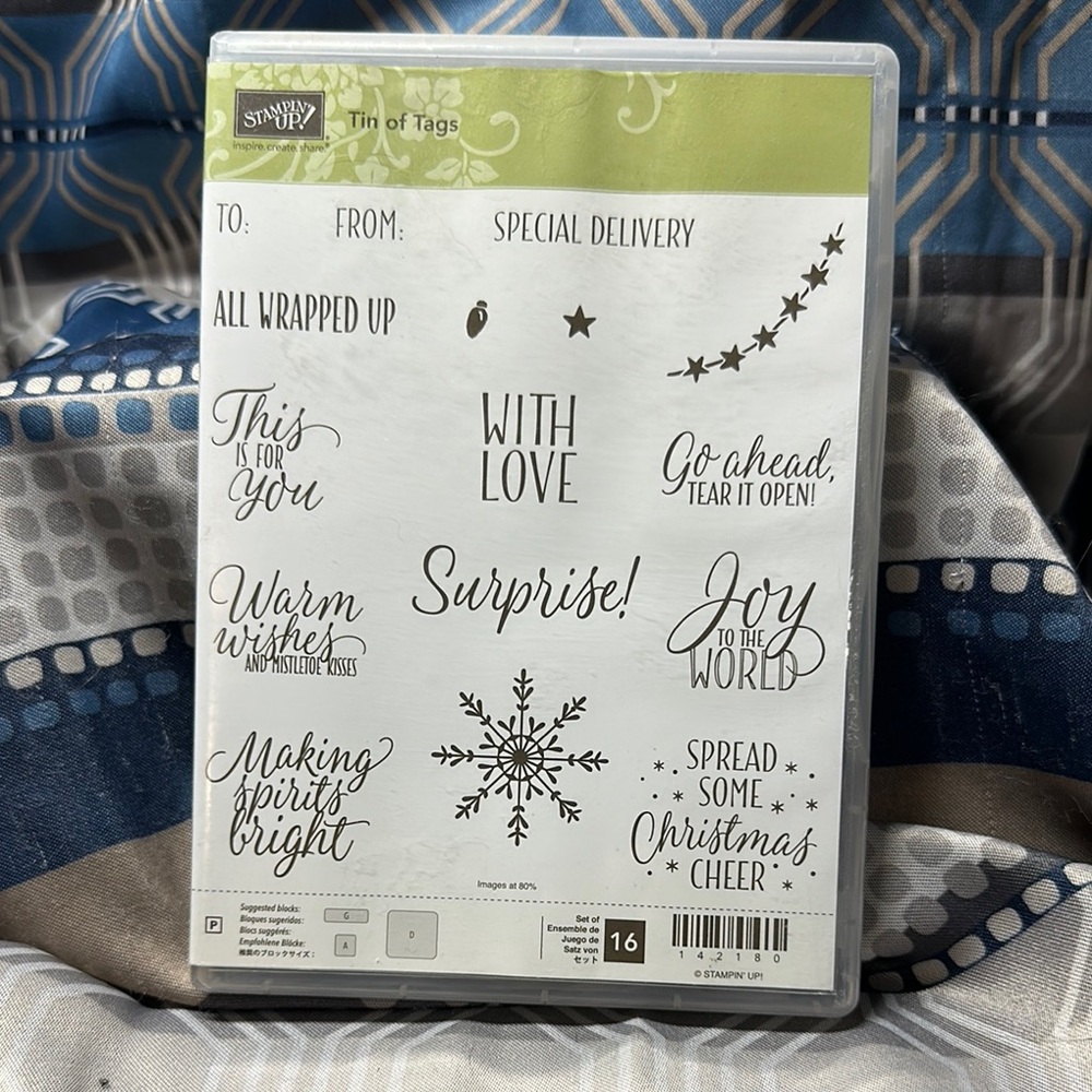 Stampin' Up! Tin of Tags Stamp Set with Black and Green Accents